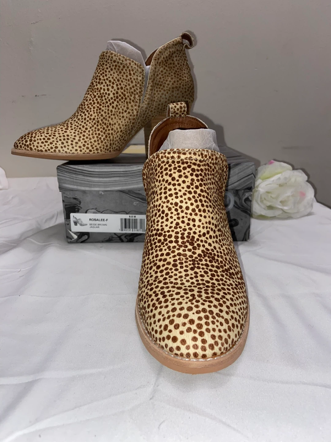 Jeffrey Campbell Rosalee-F Beige Brown Jaguar Booties Size 9 - photo 2