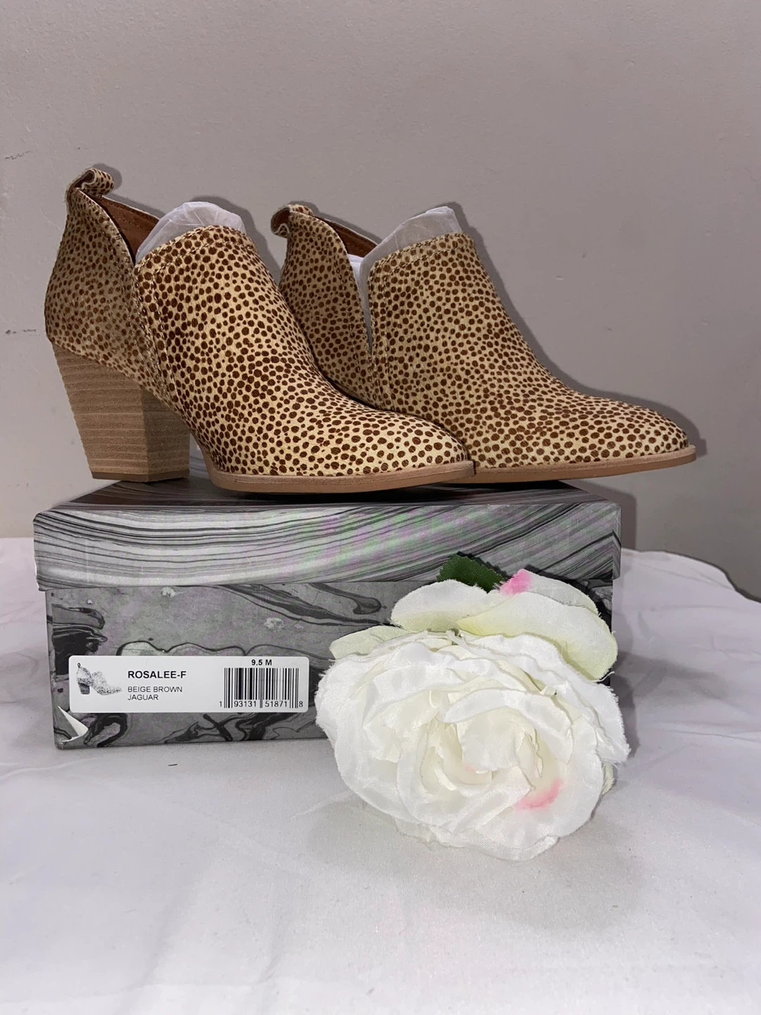 Jeffrey Campbell Rosalee-F Beige Brown Jaguar Booties Size 9 - photo 3