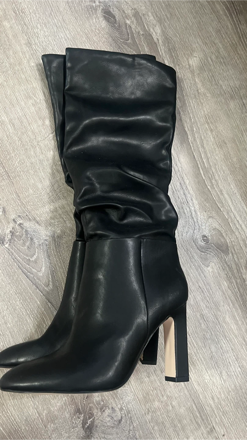 Jessica Simpson Black Ruched Knee-High Heeled Boots Size 6.5 - photo 2