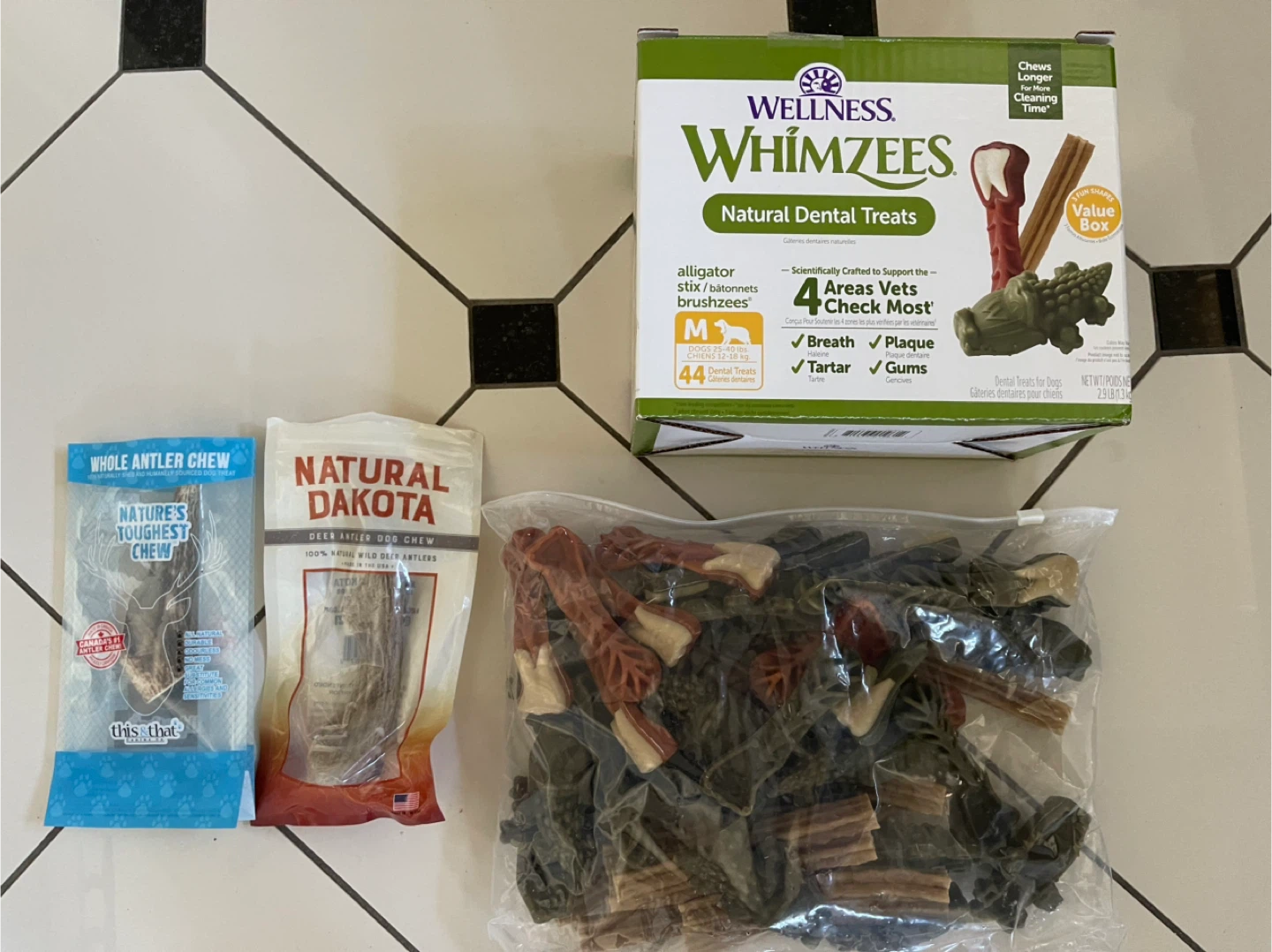 One Lot of Dog Dental Treats and Antler Chews