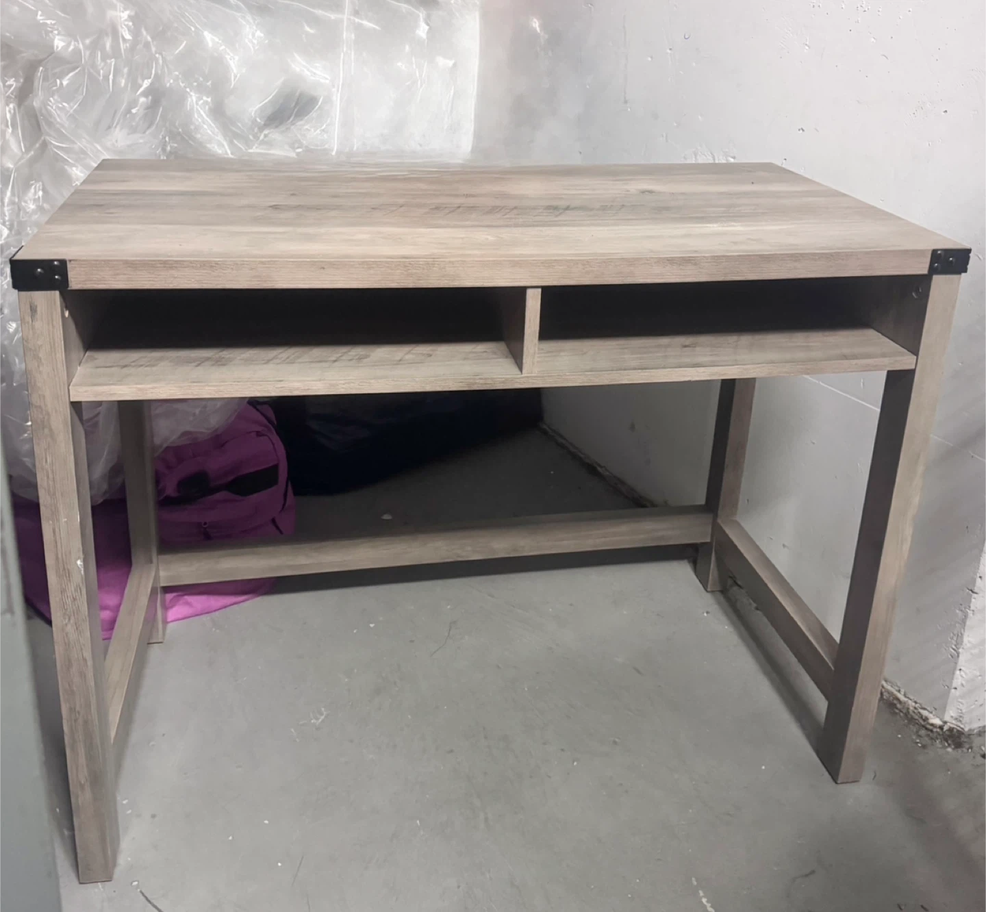 Grey Study / Office Desk with Shelf – Good Condition