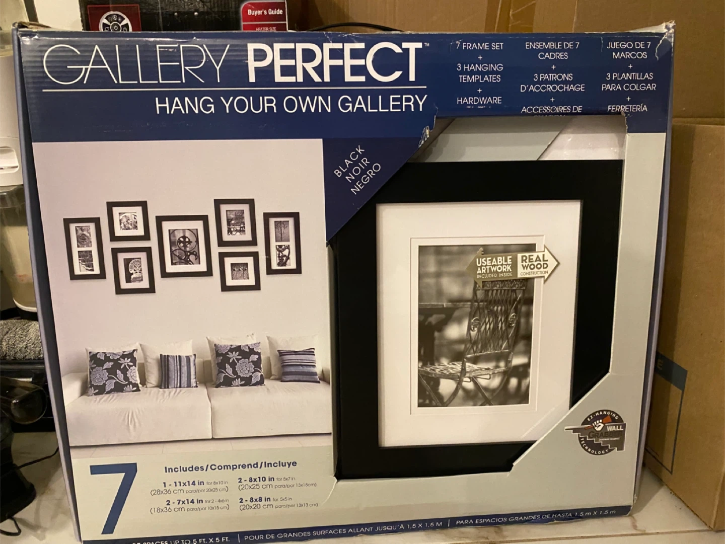 Gallery Perfect 7 Piece Black Frame Set with Hanging Templates