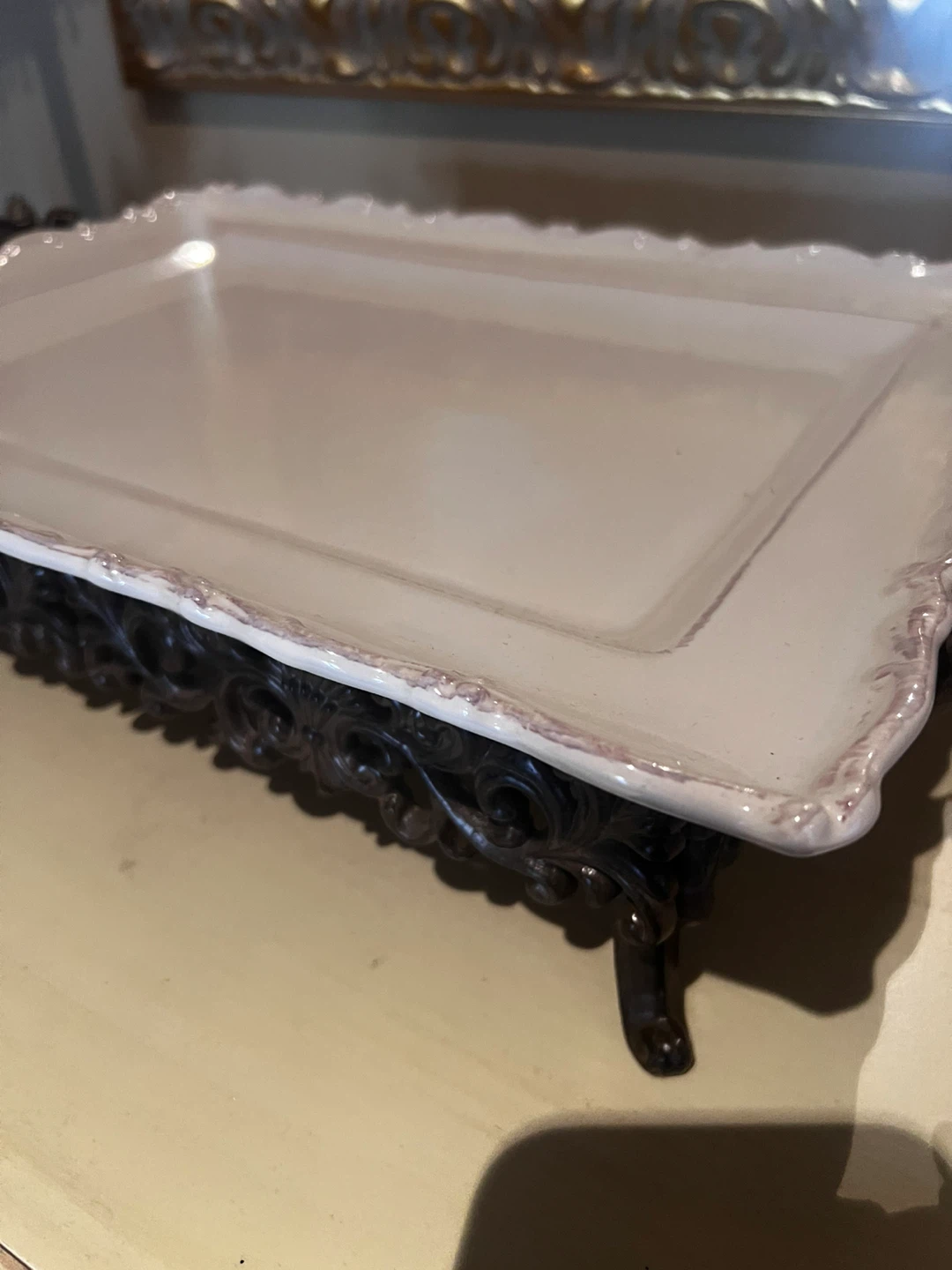 Vintage Decorative Tray with Ornate Base - photo 3