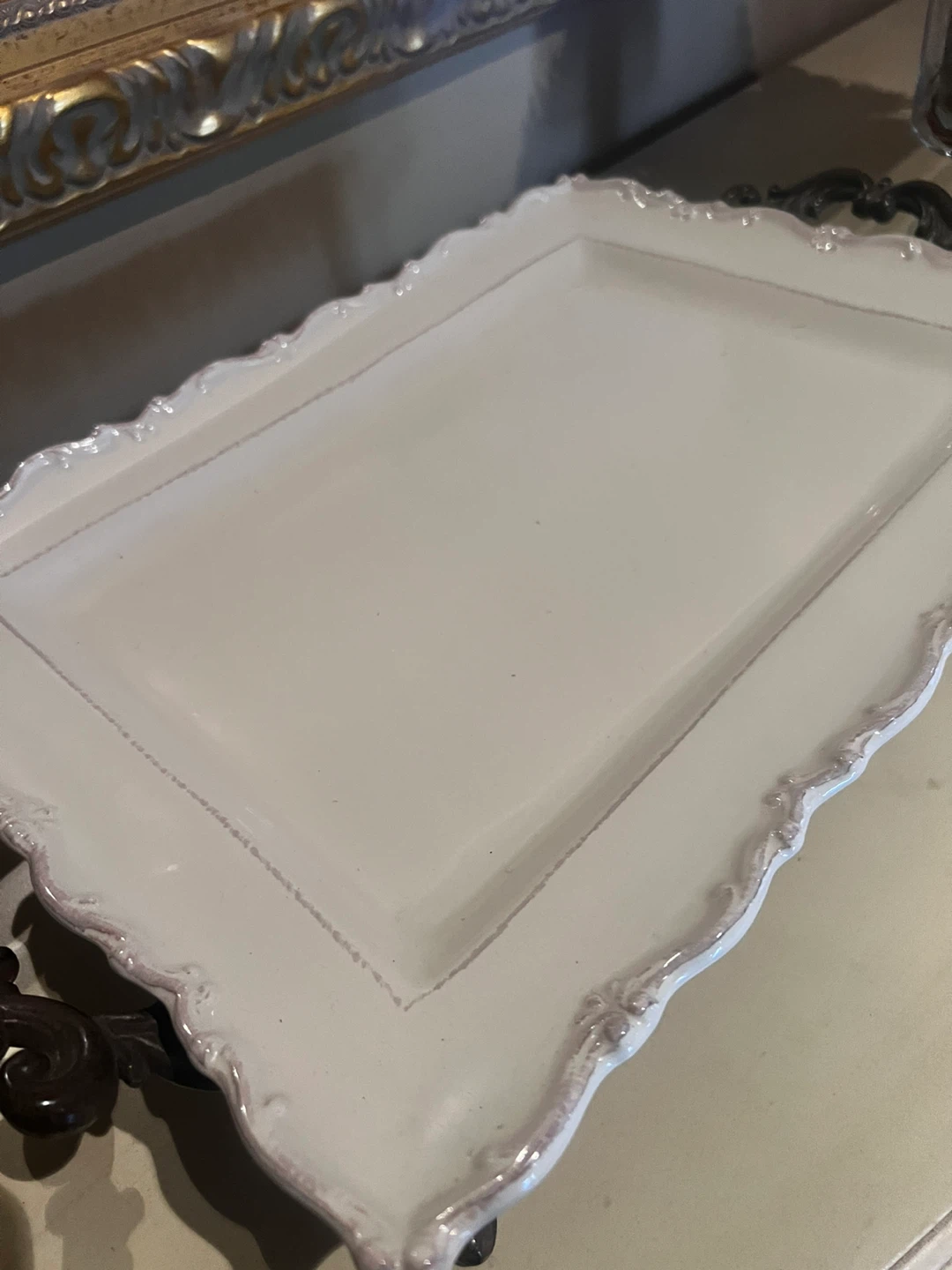 Vintage Decorative Tray with Ornate Base - photo 5