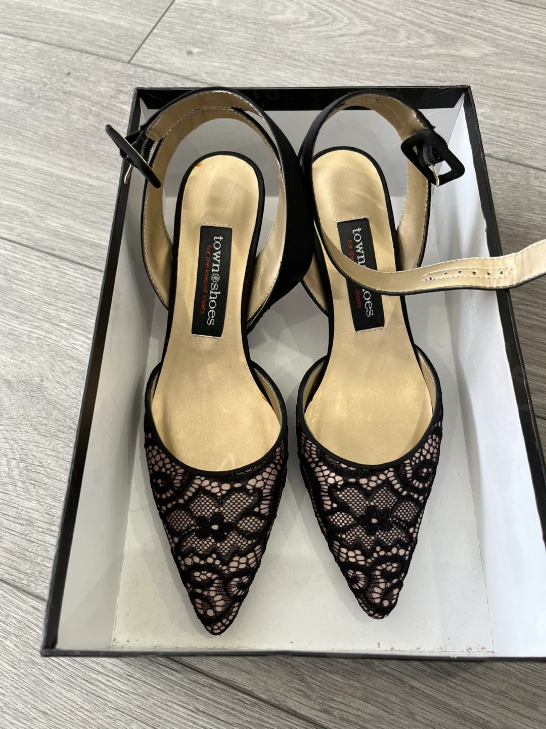 Town Shoes Black Lace Heels