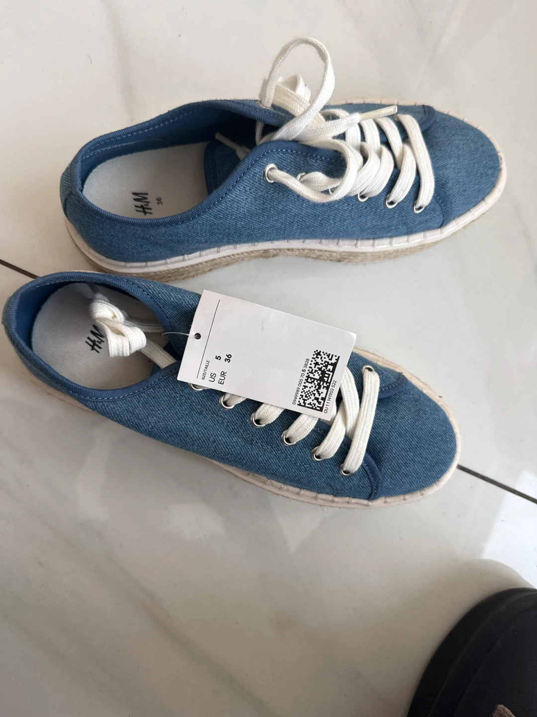 H&M Blue Denim Espadrille Sneakers - Size 5 US / 36 EUR