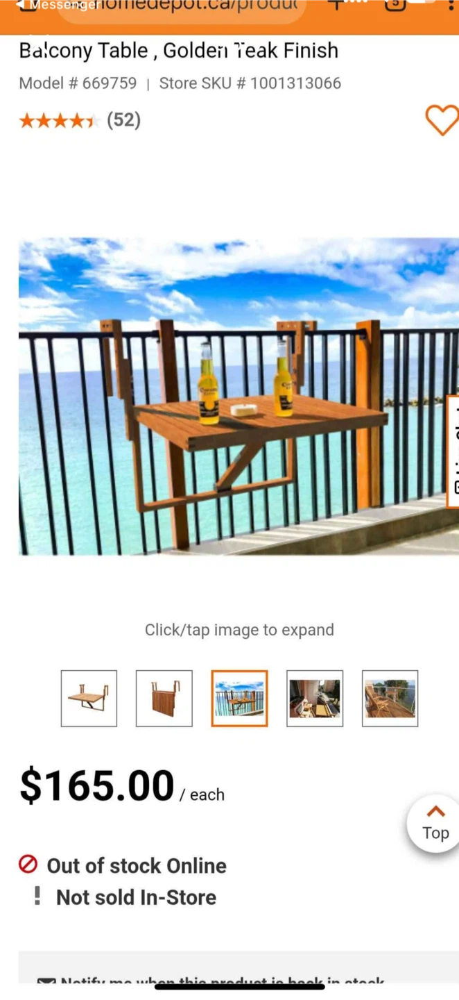 NEW INTERBUILD Toronto Balcony Table - Golden Teak Finish - photo 3