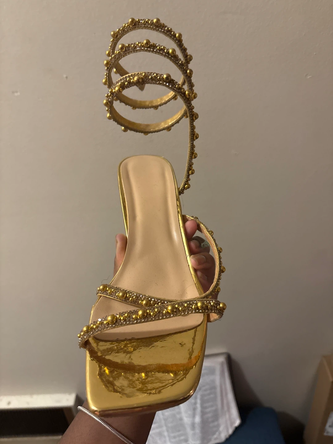 Gold Spiral Heels with Rhinestones - photo 2