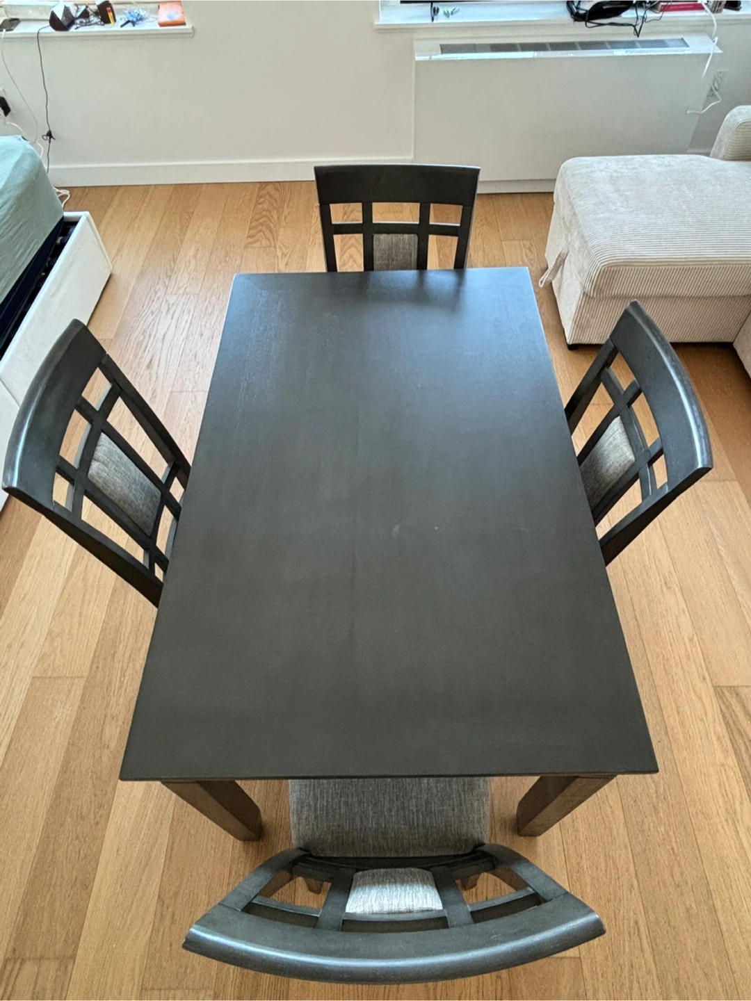 Solid Wood Dark Gray Dining Table - photo 3