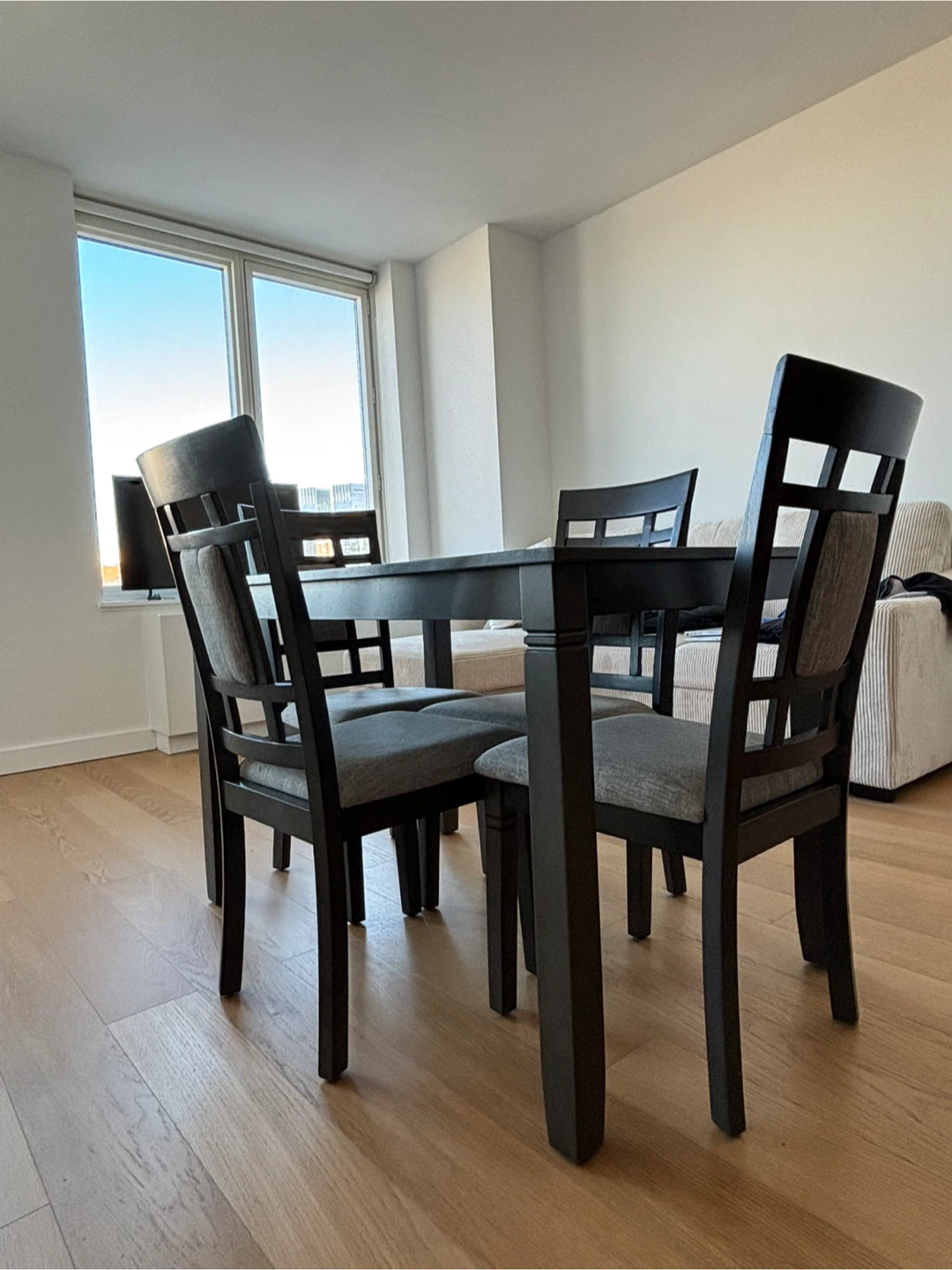 Solid Wood Dark Gray Dining Table - photo 4