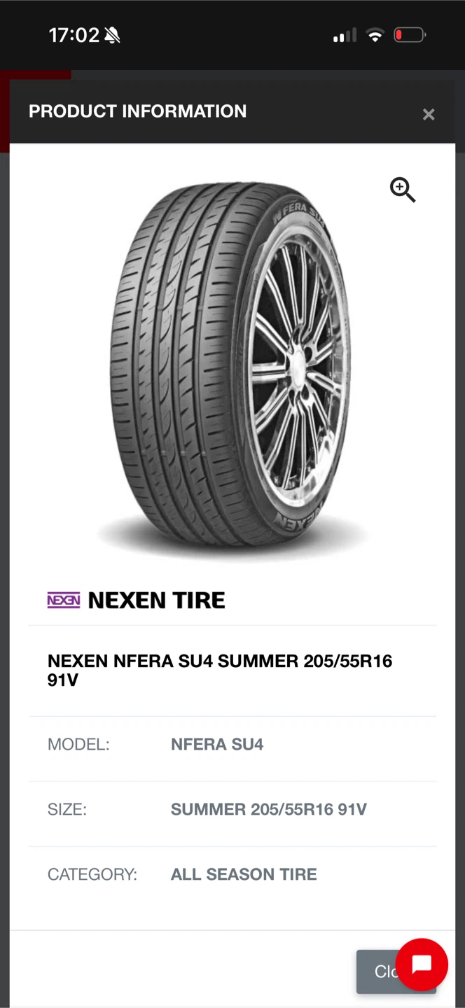 Nexen Nfera SU4 Summer Tire 205/55R16 91V