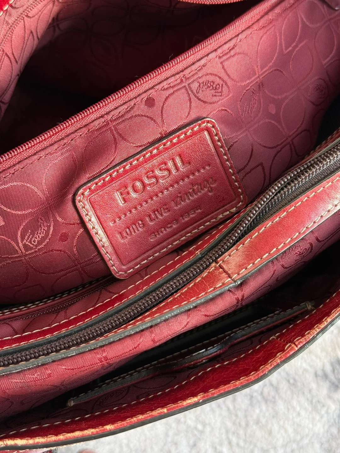 Fossil Red Leather Tote Bag - photo 5