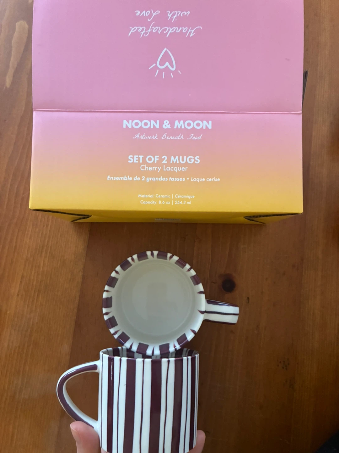 Noon & Moon Set of 2 Cherry Lacquer Mugs