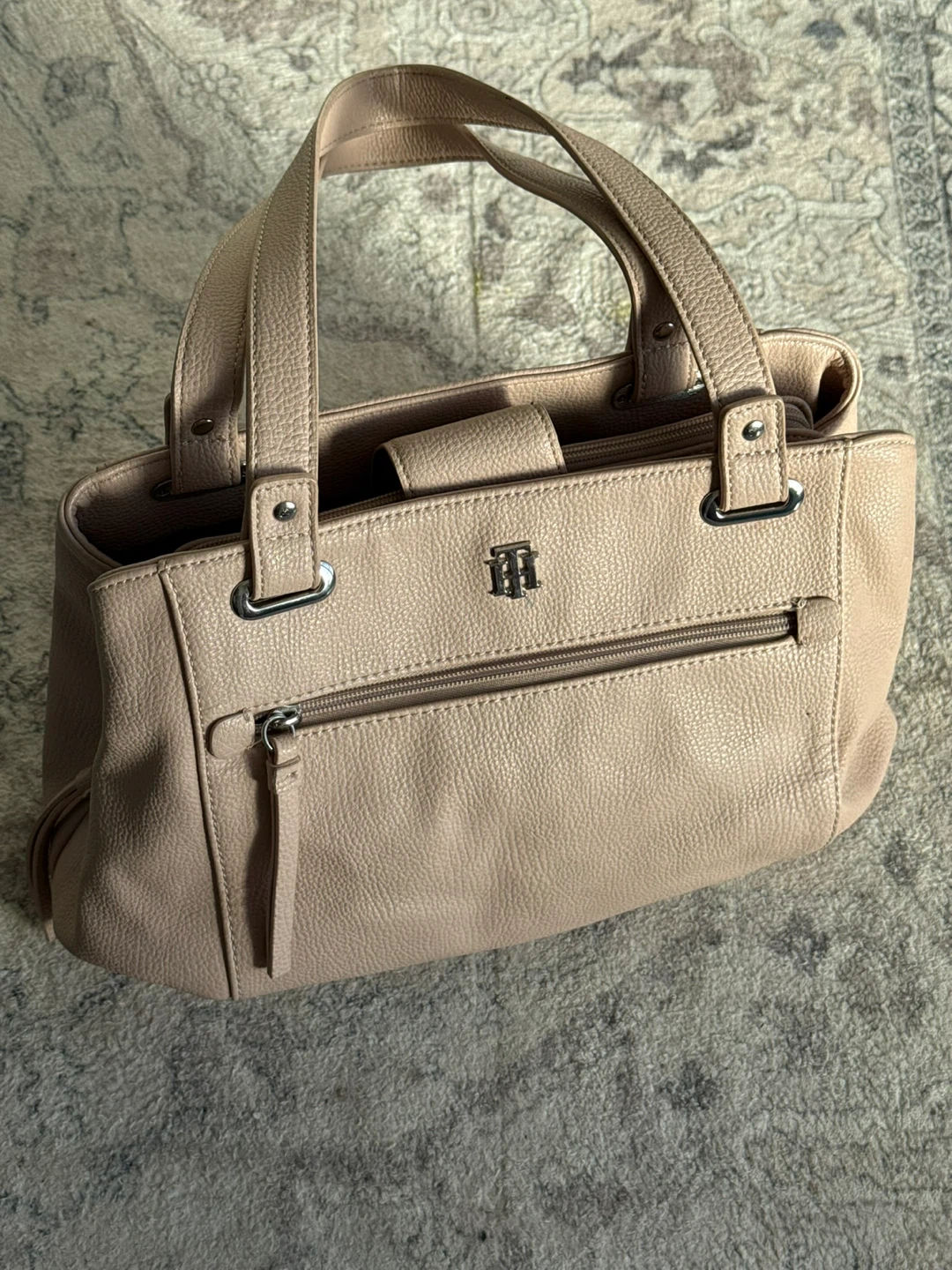 Tommy Hilfiger Pink Faux Leather Tote Bag