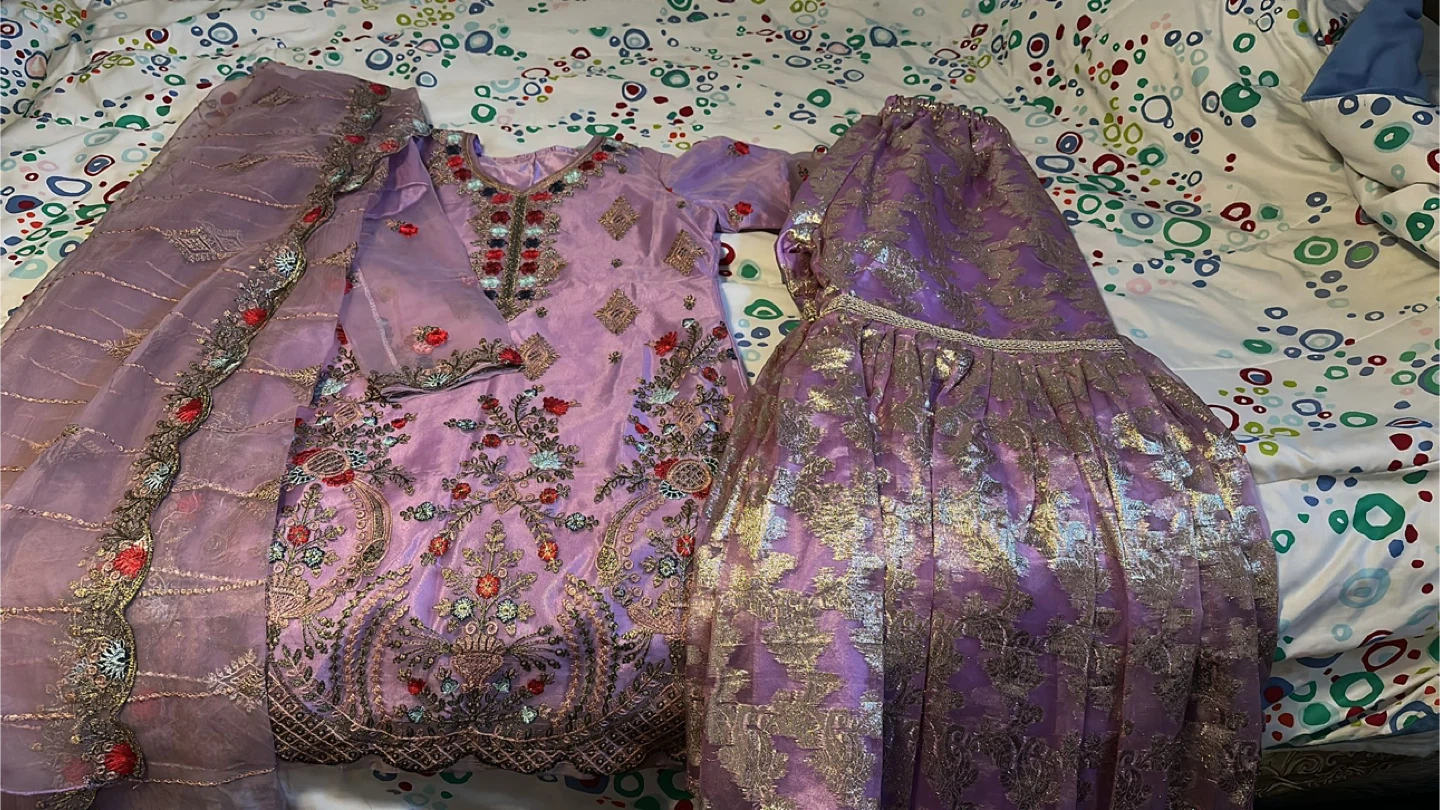 Embroidered Lilac and Peach Salwar Kameez Suits - photo 3