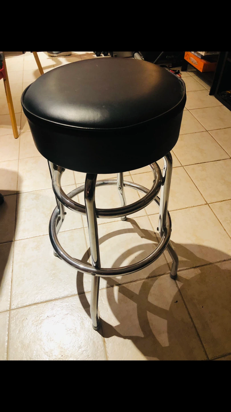 Black Bar Stool with Chrome Base