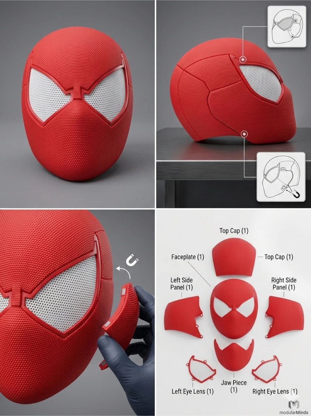 3D Printed Red Spider-Man Helmet – Magnetic Assembly! - photo 2