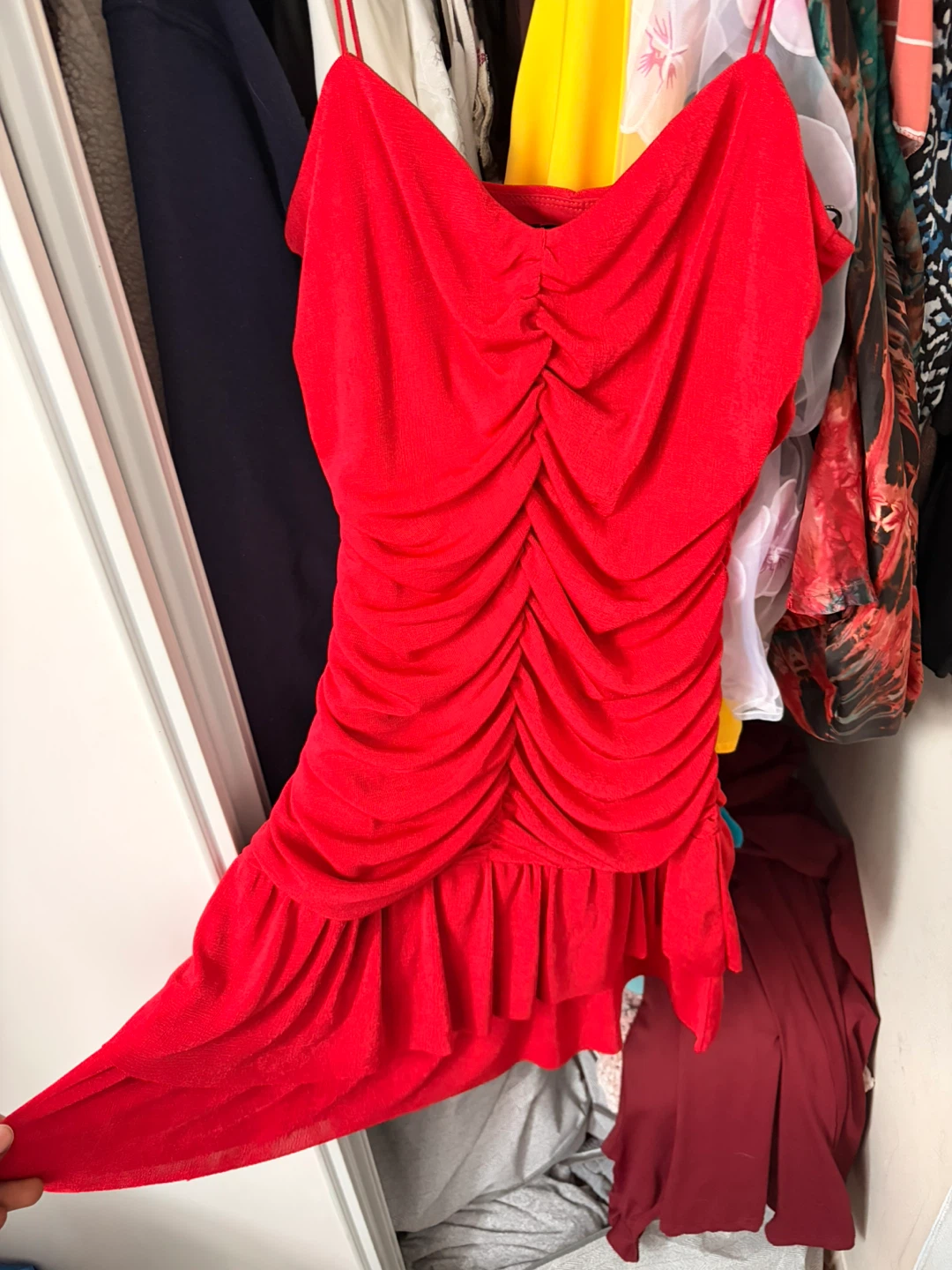 Red Ruched Mini Dress