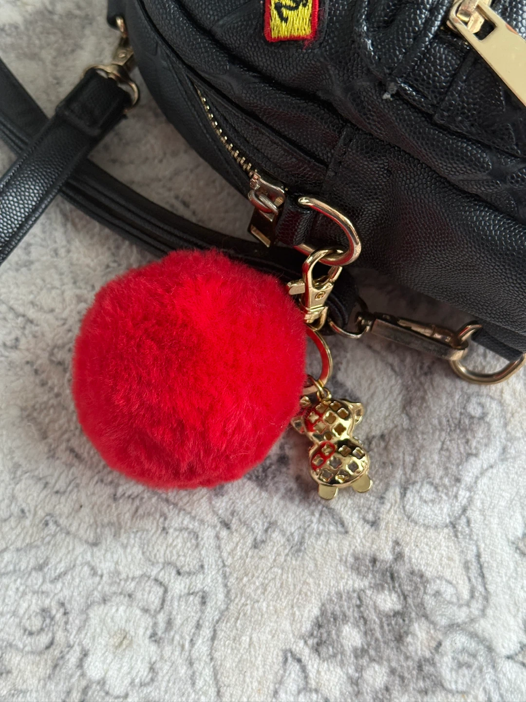ALDO Black Mini Backpack with Pom Pom Charm - photo 5