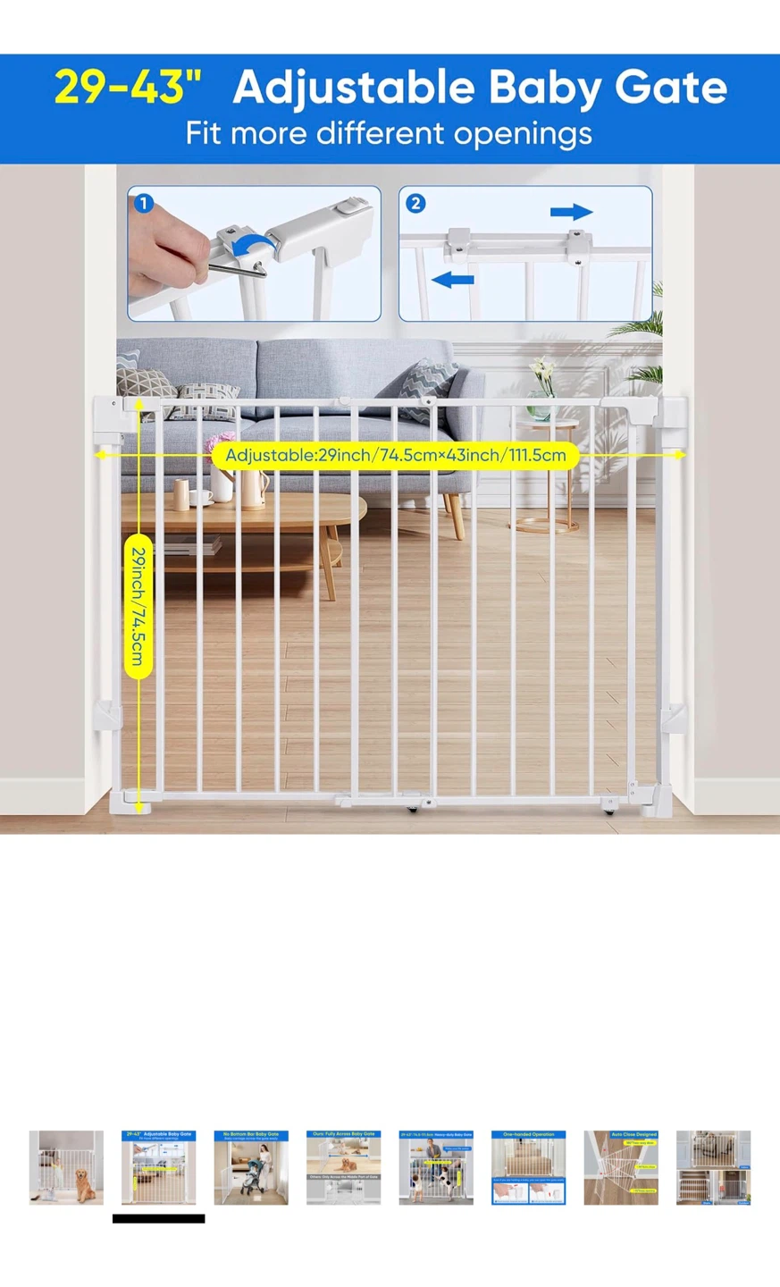 Adjustable Baby Gate 29-43 Inches - photo 2