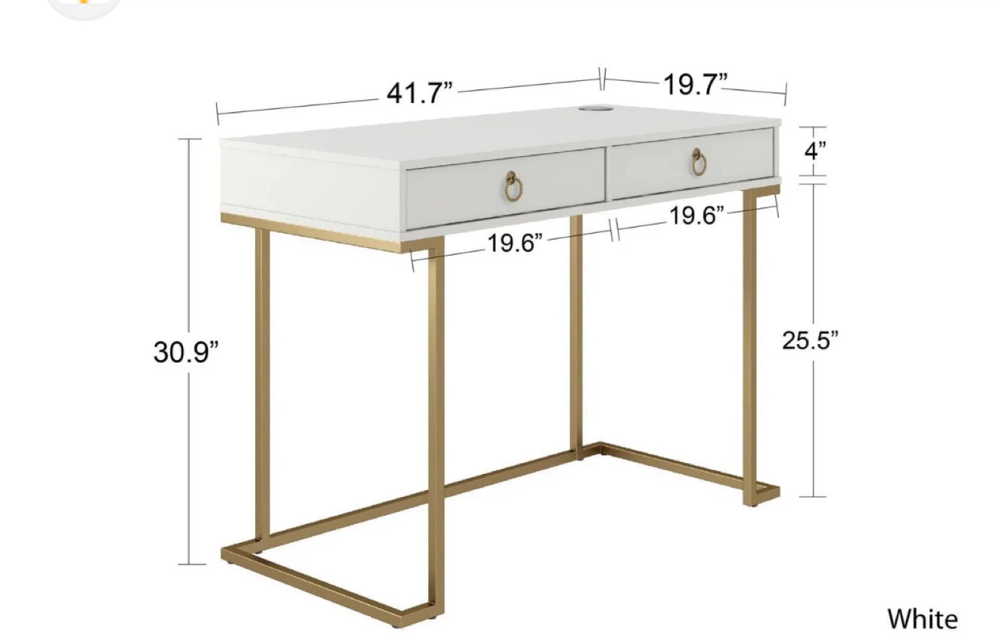 Stylish White and Gold Desk - photo 3