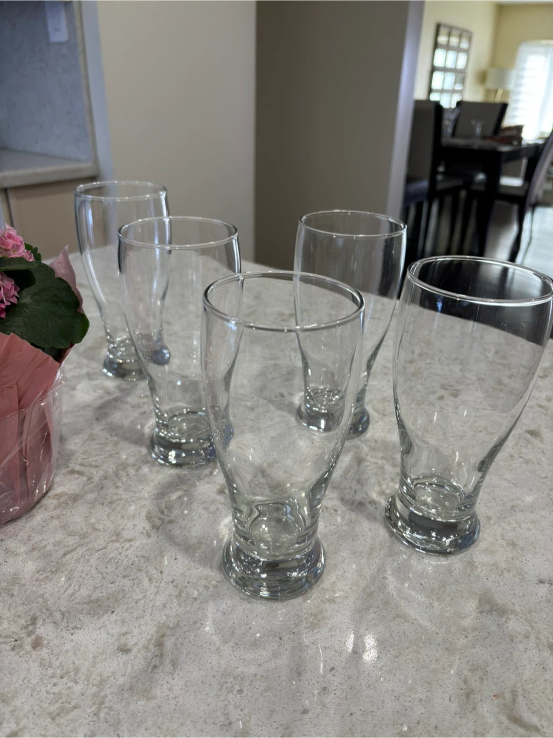 Set of 5 Clear Drinking Glasses
