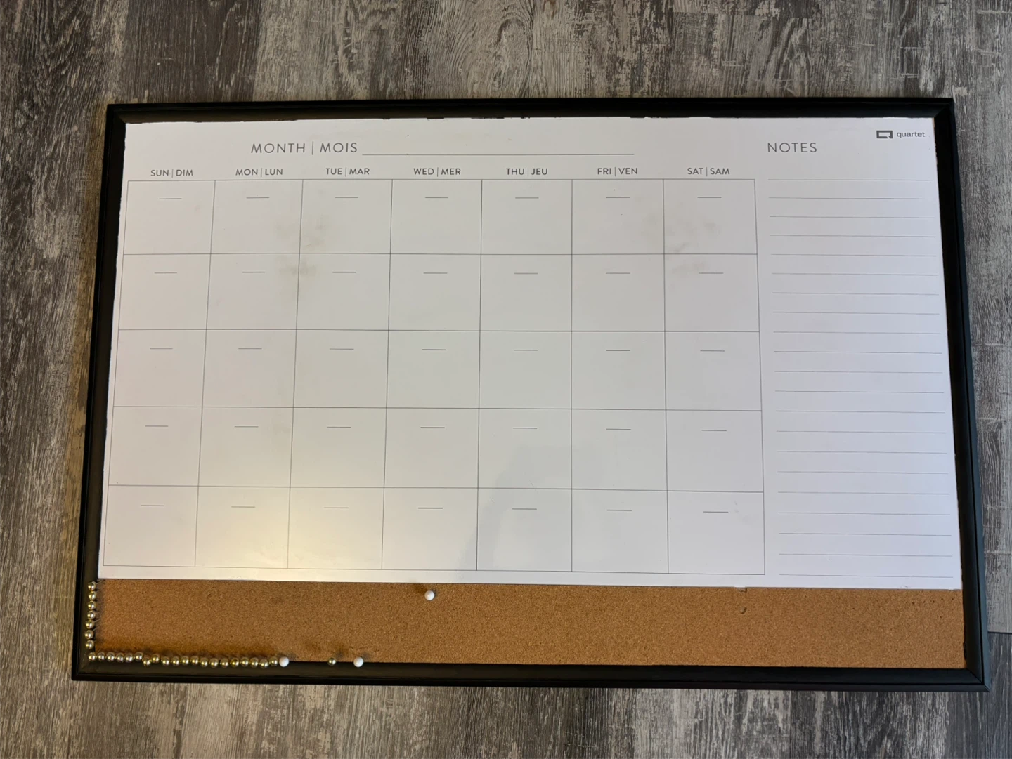 Dry Erase and Cork Board Calendar