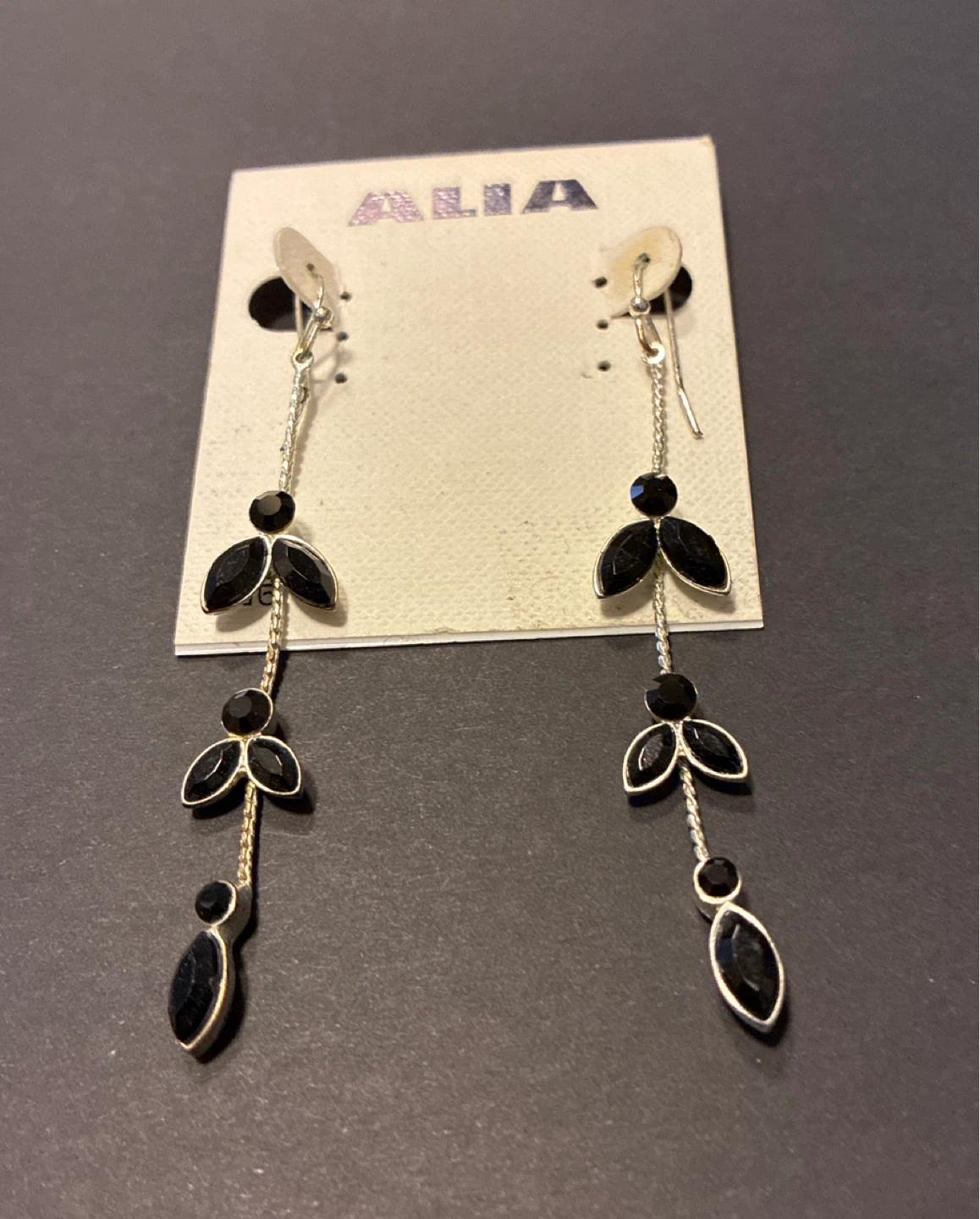 ALIA Dangle Earrings with Black Gems