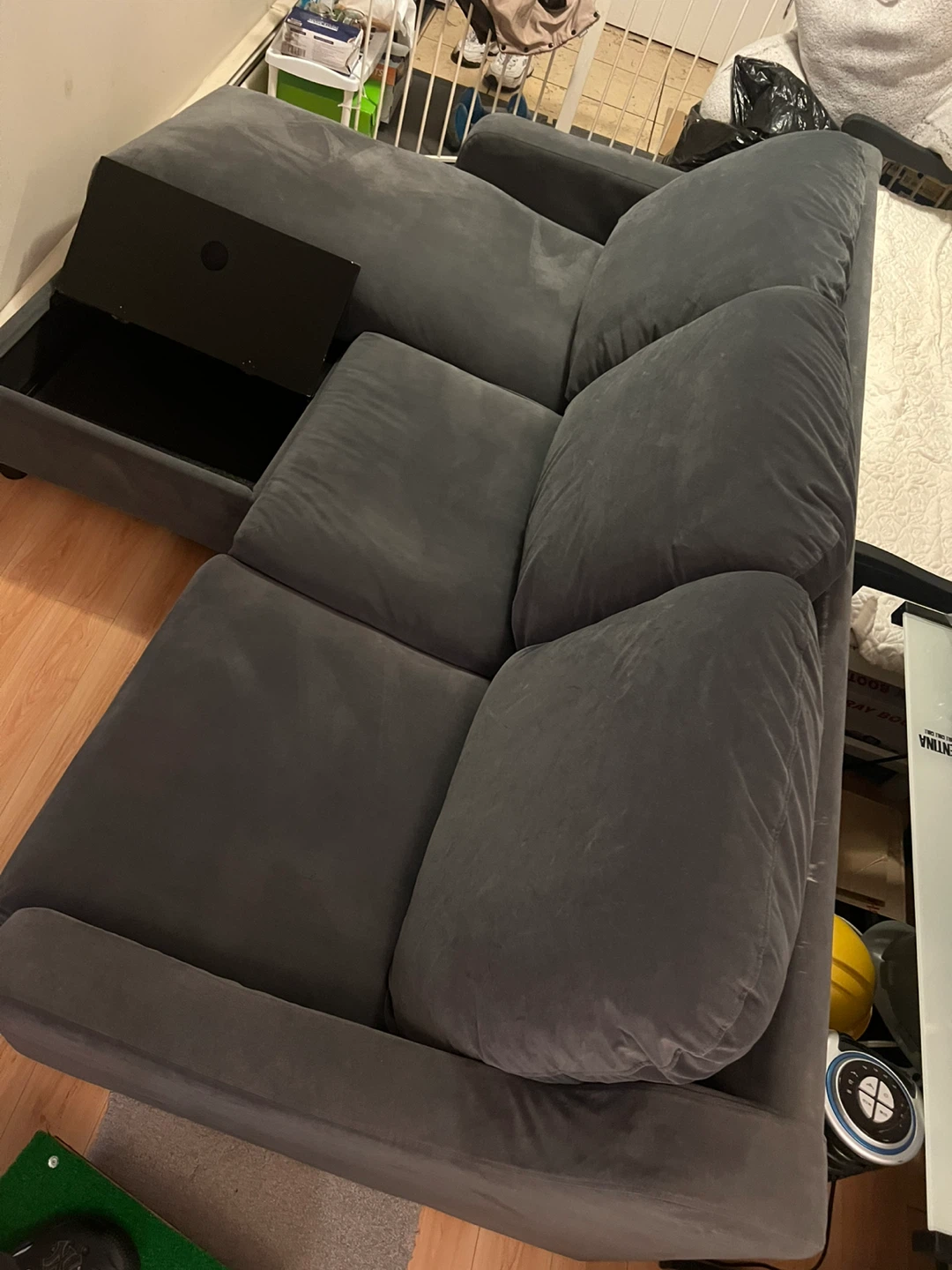 Grey Sectional Sofa with Storage Chaise