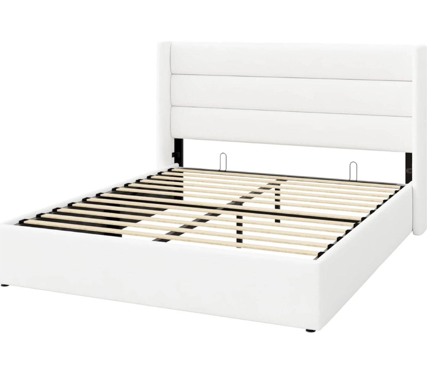 White Queen Size Storage Bed Frame with Headboard - photo 2