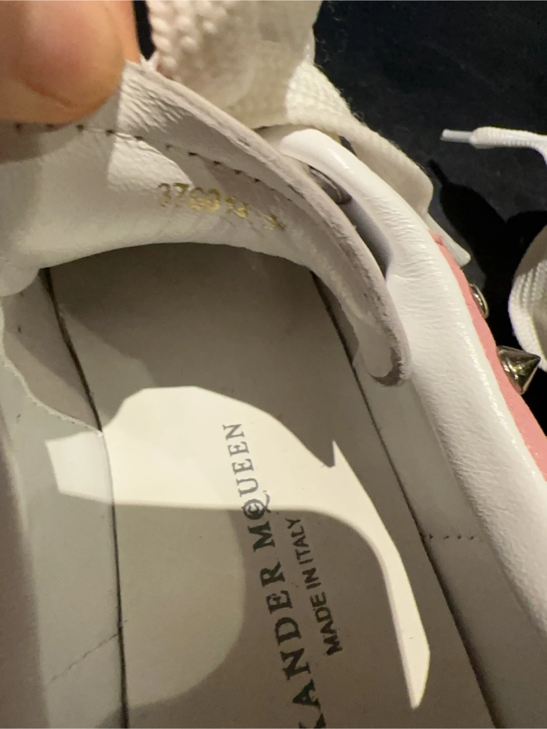 Alexander McQueen White Pink Studded Platform Sneakers - photo 5