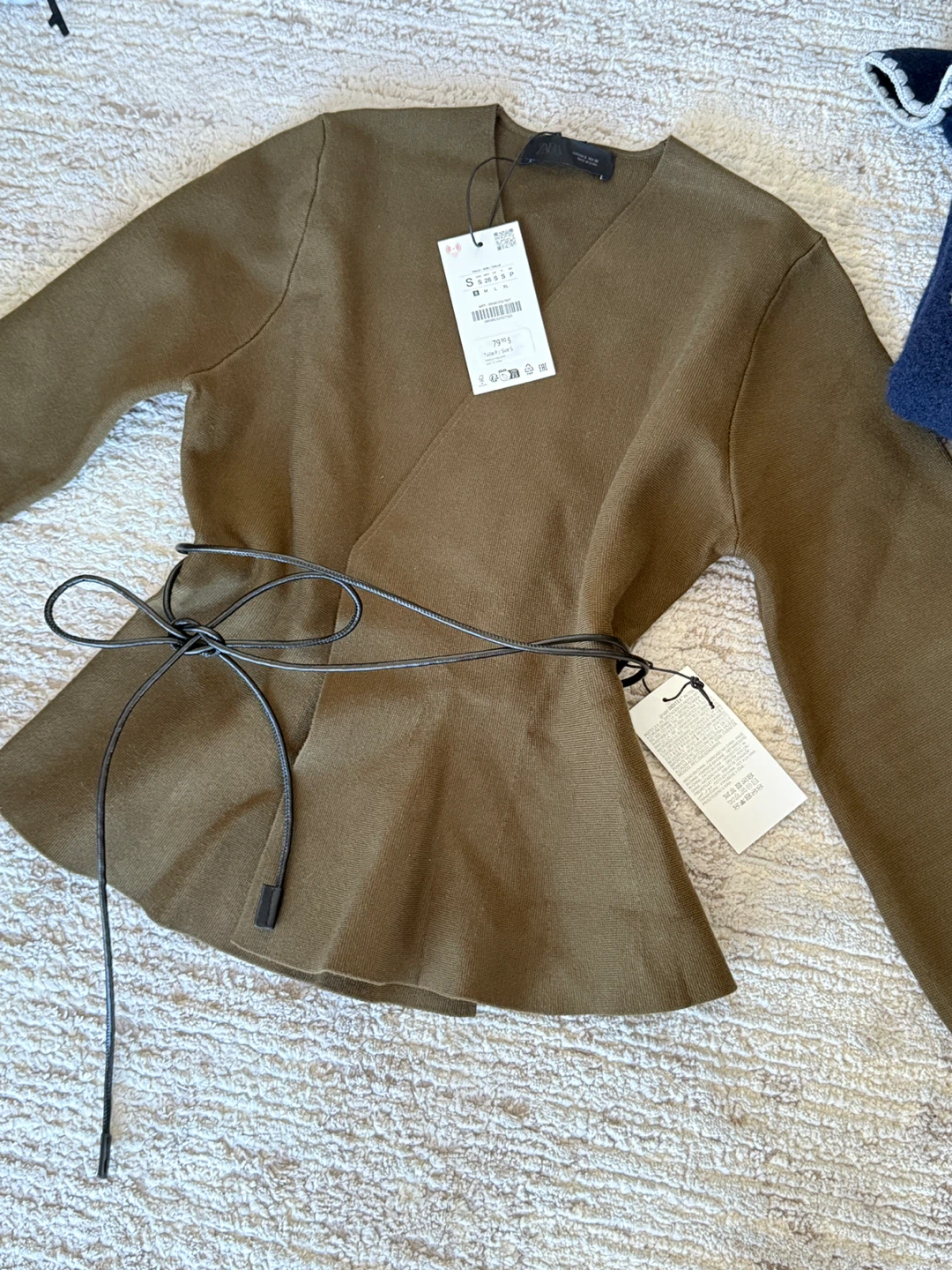 Cute Green Wrap Knit Bow Top - Size S - photo 3