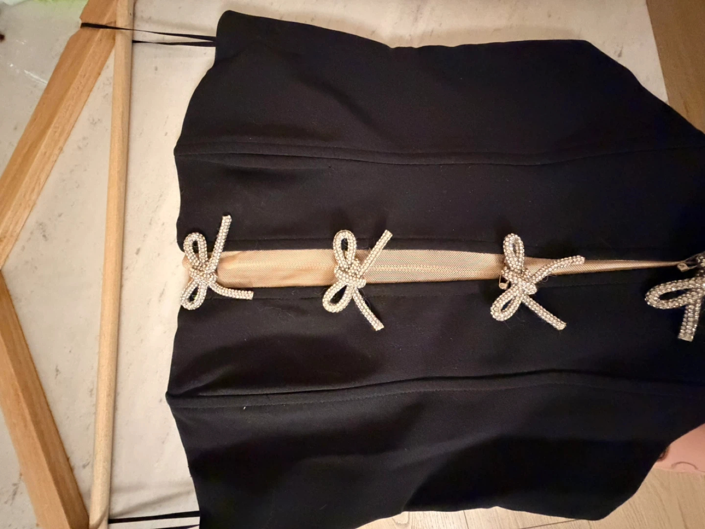 Tictoc Black Embellished Bow Bustier Top Size S - photo 4