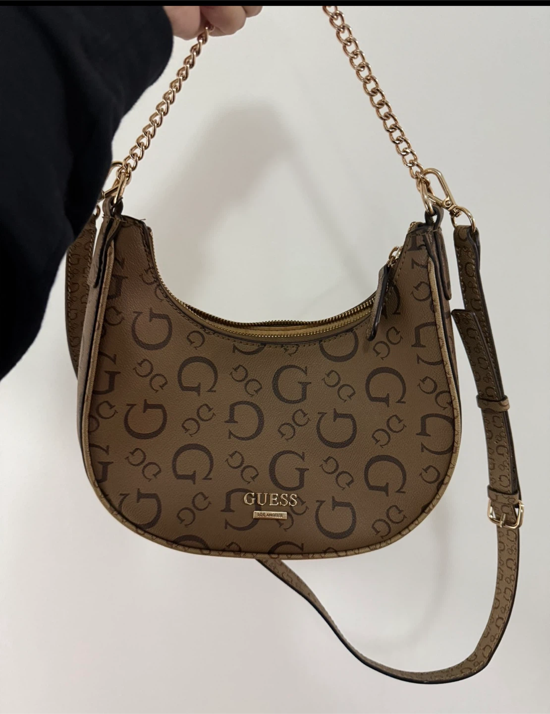 Guess Brown Monogram Shoulder Bag