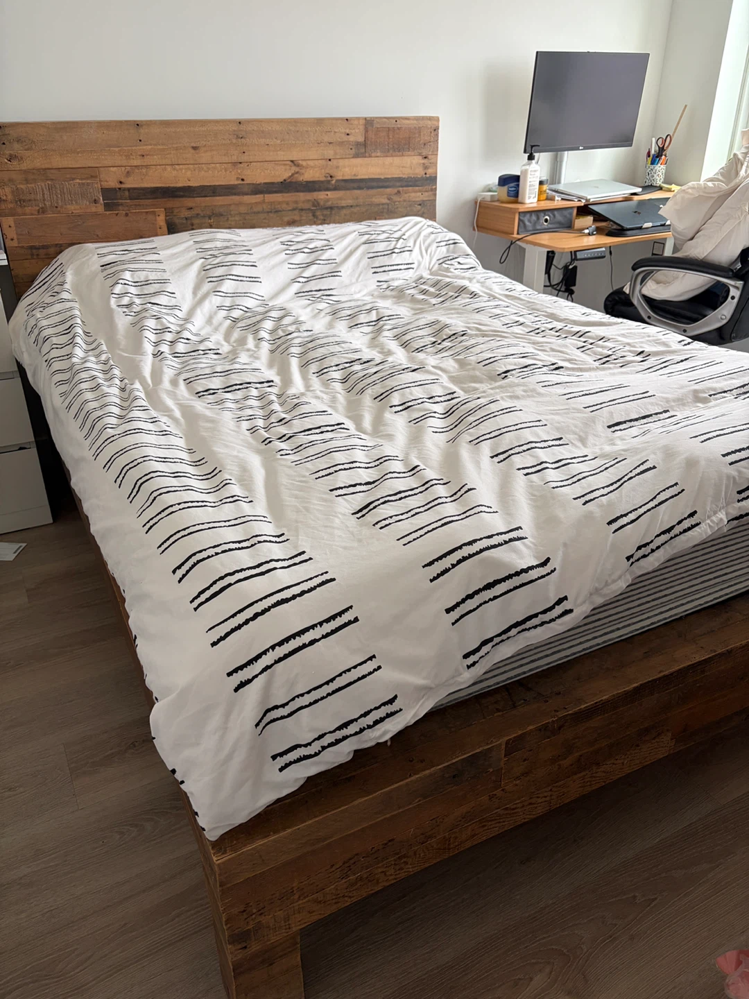 West elm bed frame with mattress - Queen size
