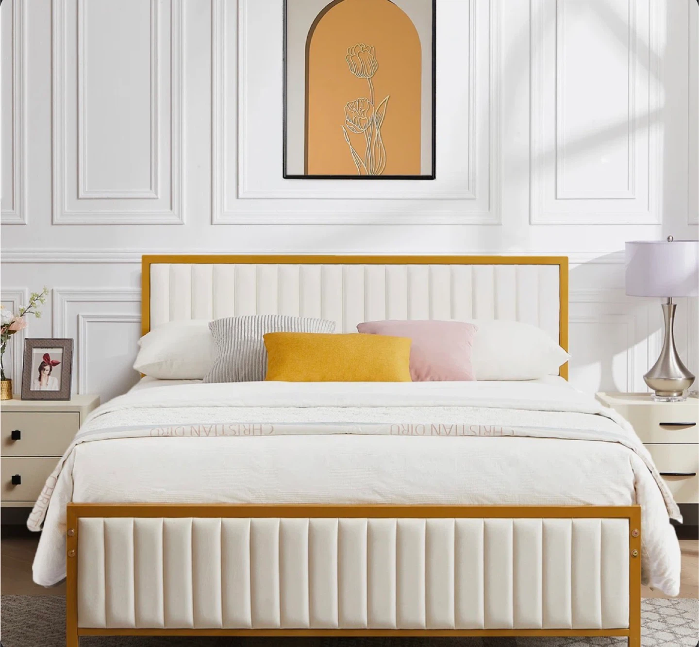 Queen Bed with firm mattress and box spring like new
