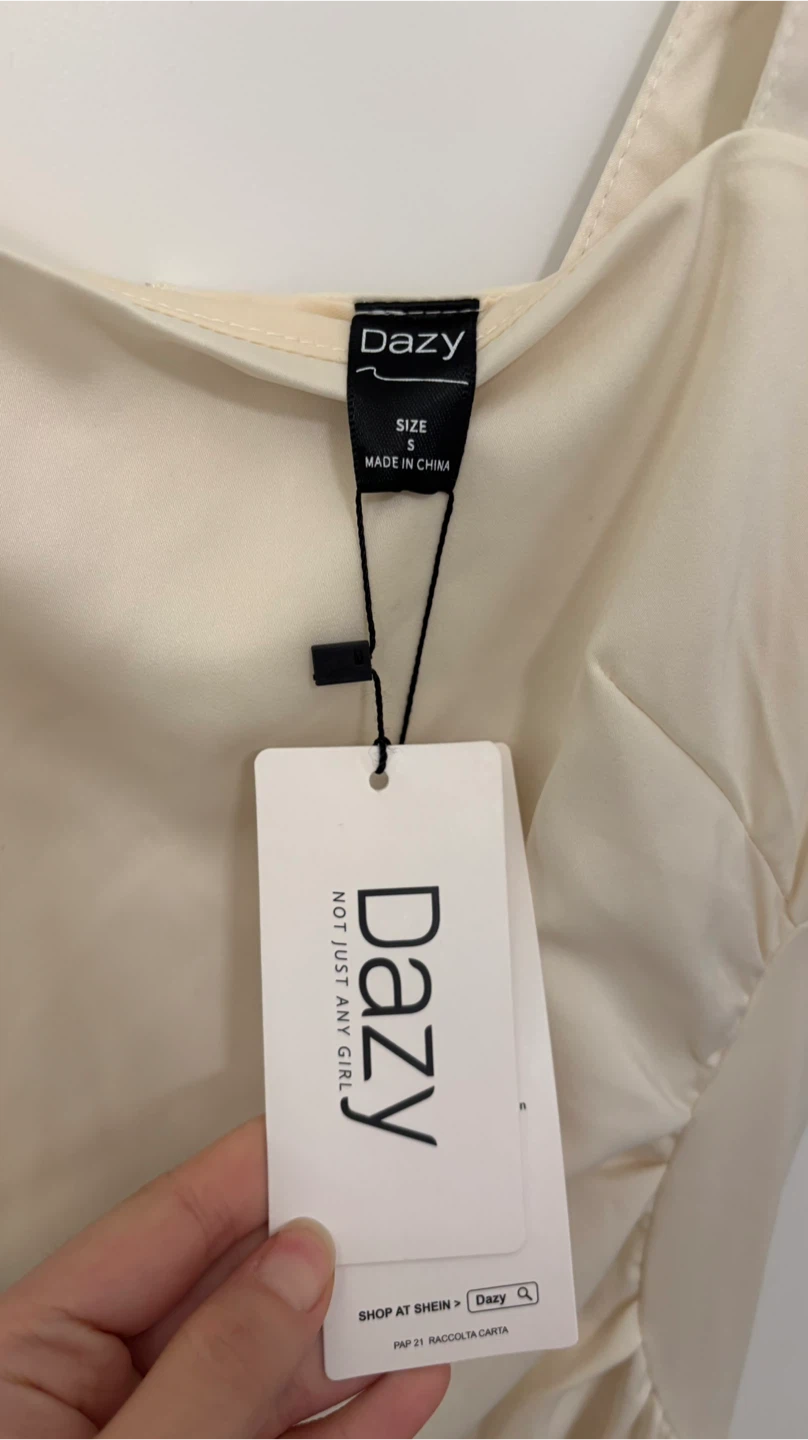 Dazy Cream Square Neck Midi Dress - photo 4