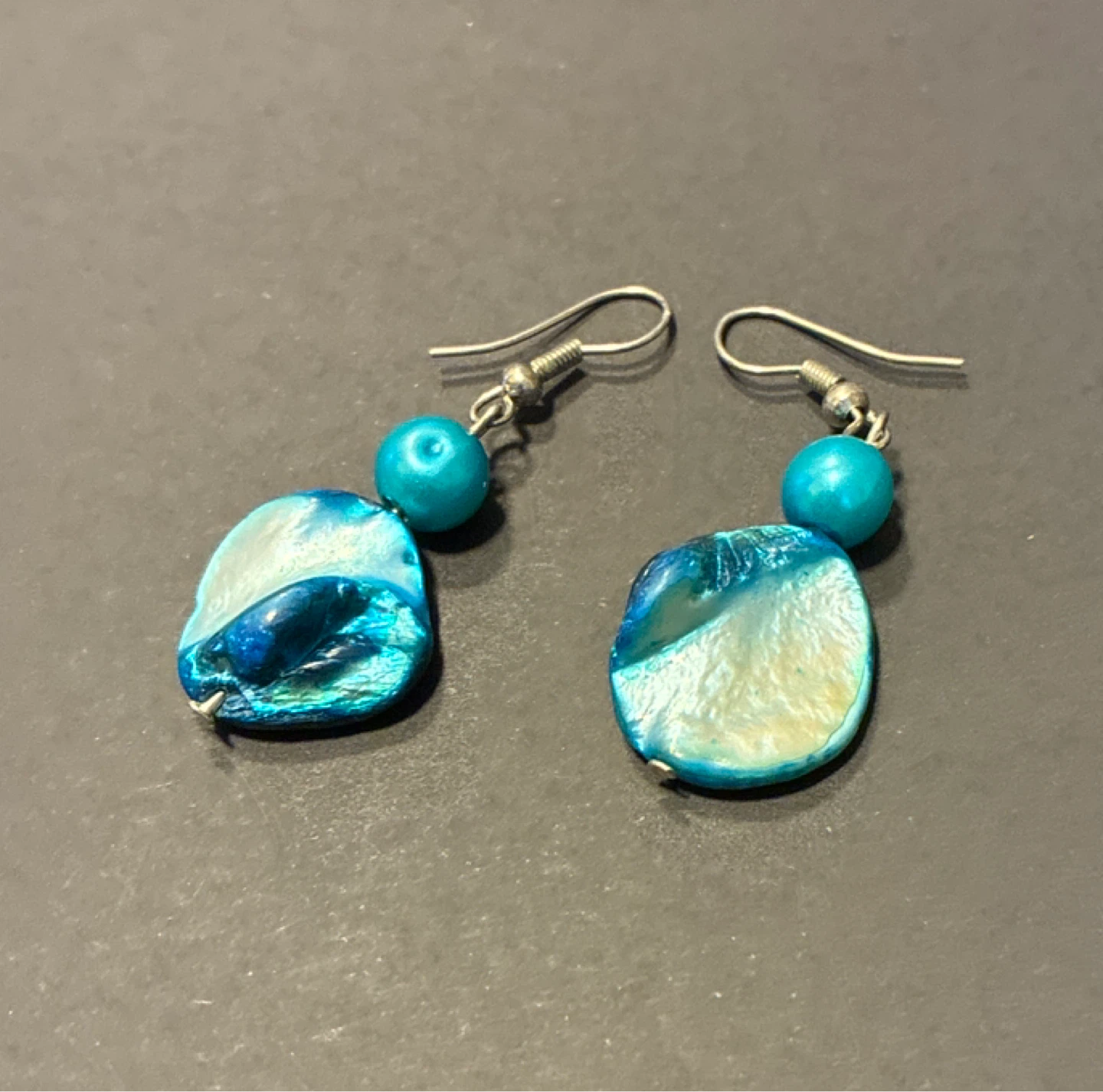 Blue Shell & Bead Necklace and Earrings Set