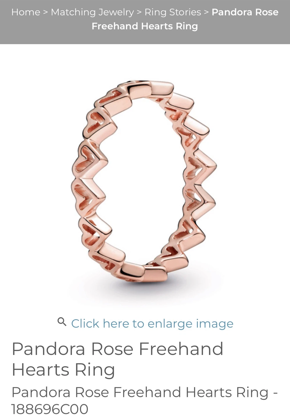 Pandora Rose Gold Freehand Hearts Ring size 7 - $40