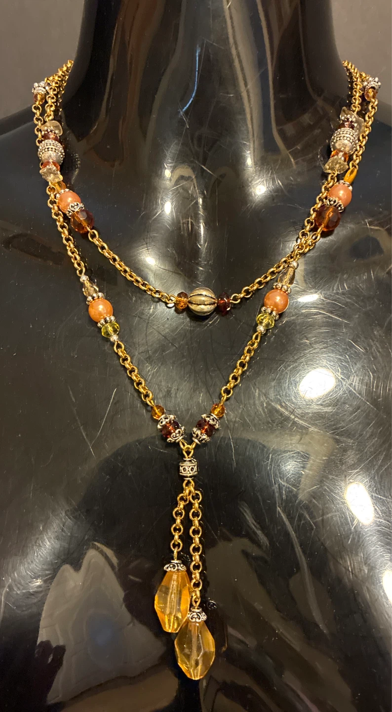 Gold-tone Layered Beaded Necklace