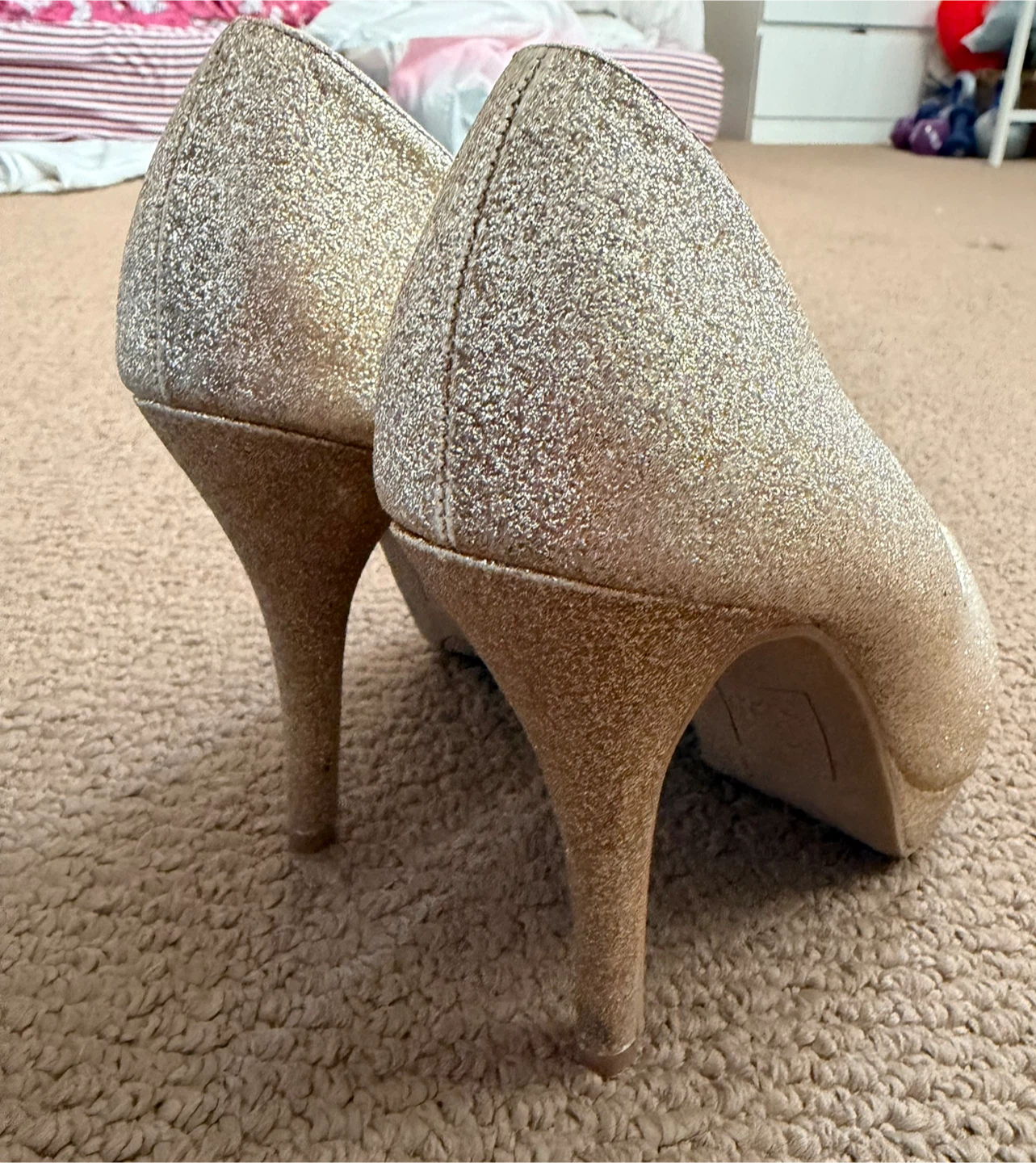 Gold Glitter Peep-Toe Heels - photo 2