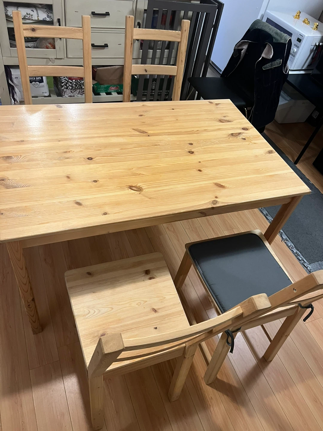 IKEA Pine Dining Table with 4 Chairs - photo 3