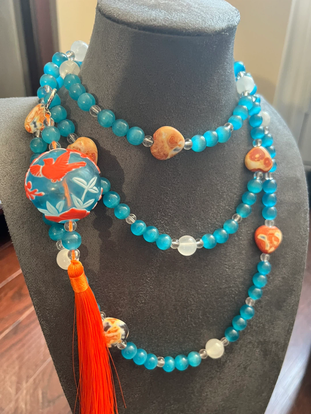 Beaded Necklace with Tassel and Charm - photo 2