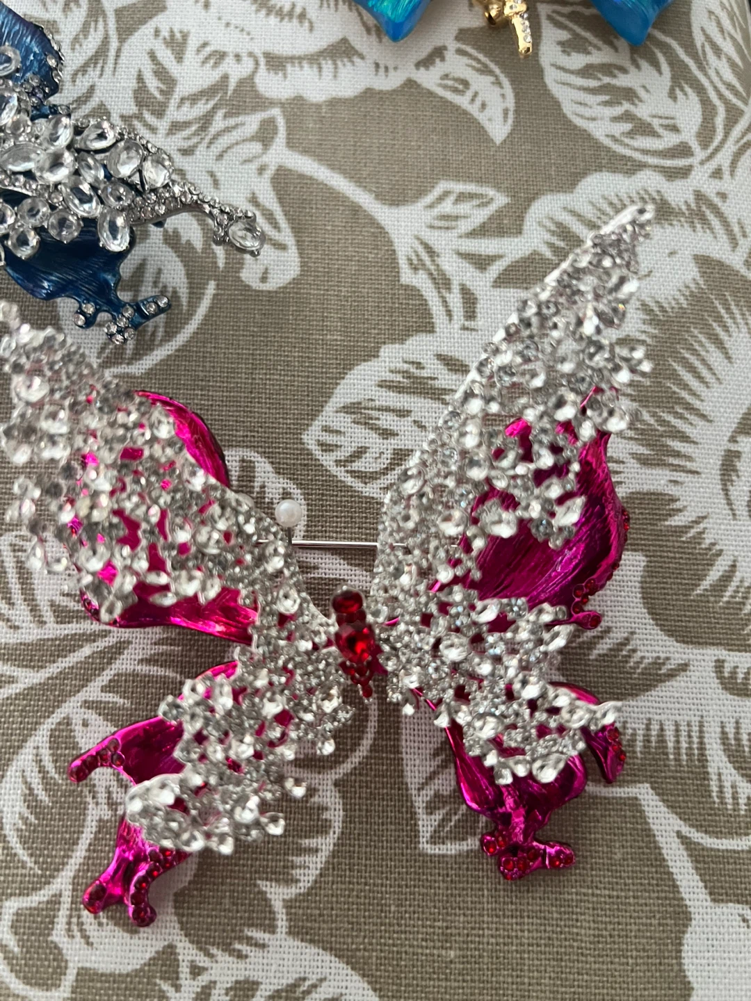 Sparkly Butterfly Brooch Pin - Pink and Silver - photo 5