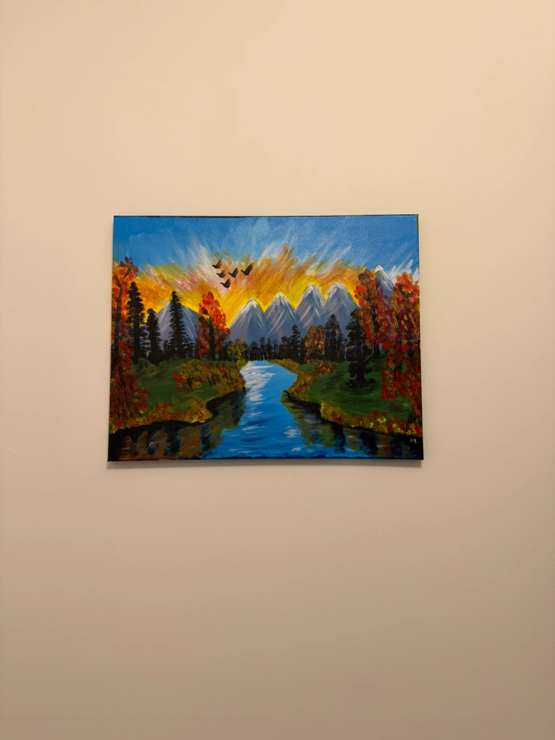 Acrylic Painting - Mountain River Sunset - photo 2