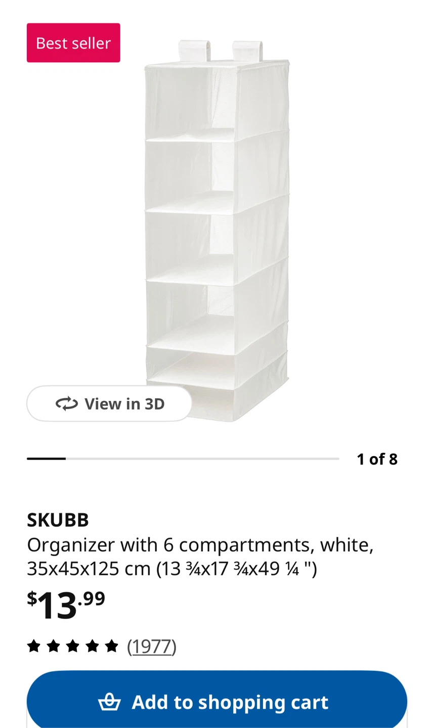 3 White IKEA SKUBB Organizer with 6 Compartments - White - photo 2