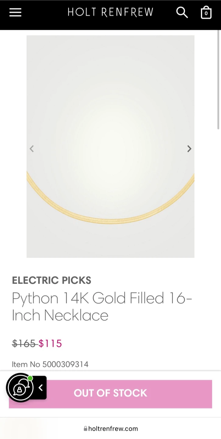 Holt Renfrew Python 14K Gold Filled 16-Inch Necklace $110 - photo 2