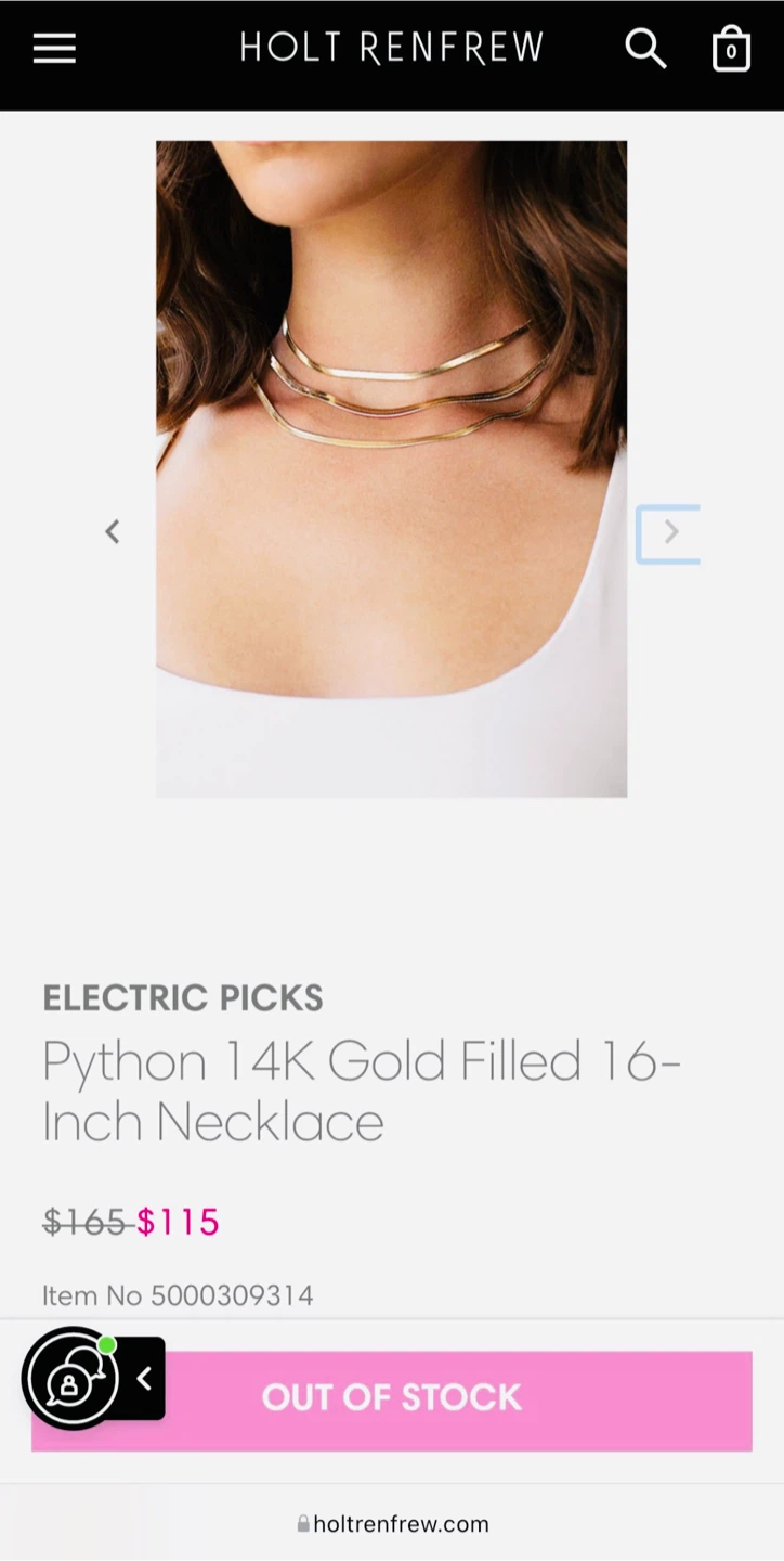 Holt Renfrew Python 14K Gold Filled 16-Inch Necklace $110 - photo 3