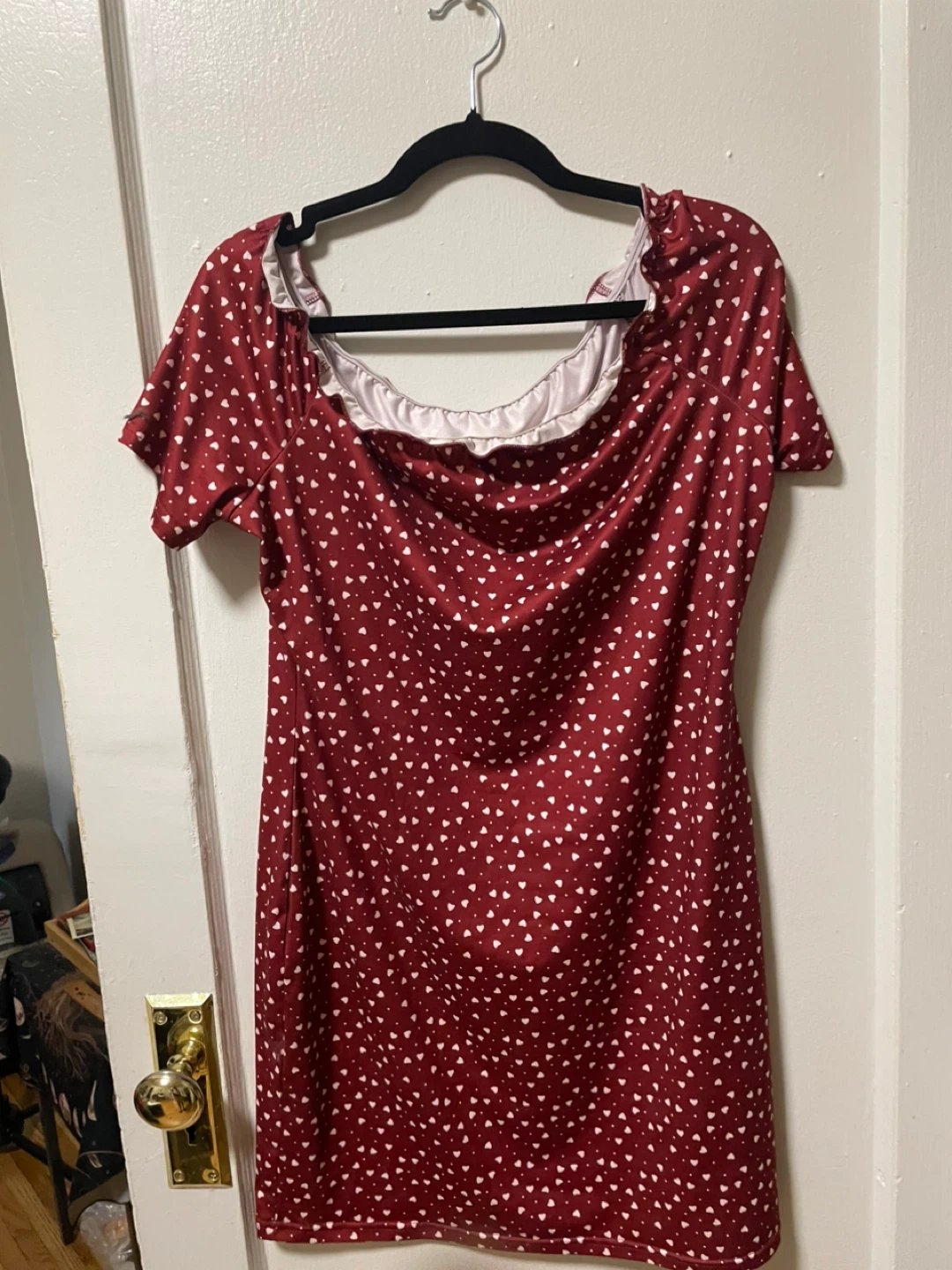 Women's Red Heart Print Off-the-Shoulder Dress - photo 2
