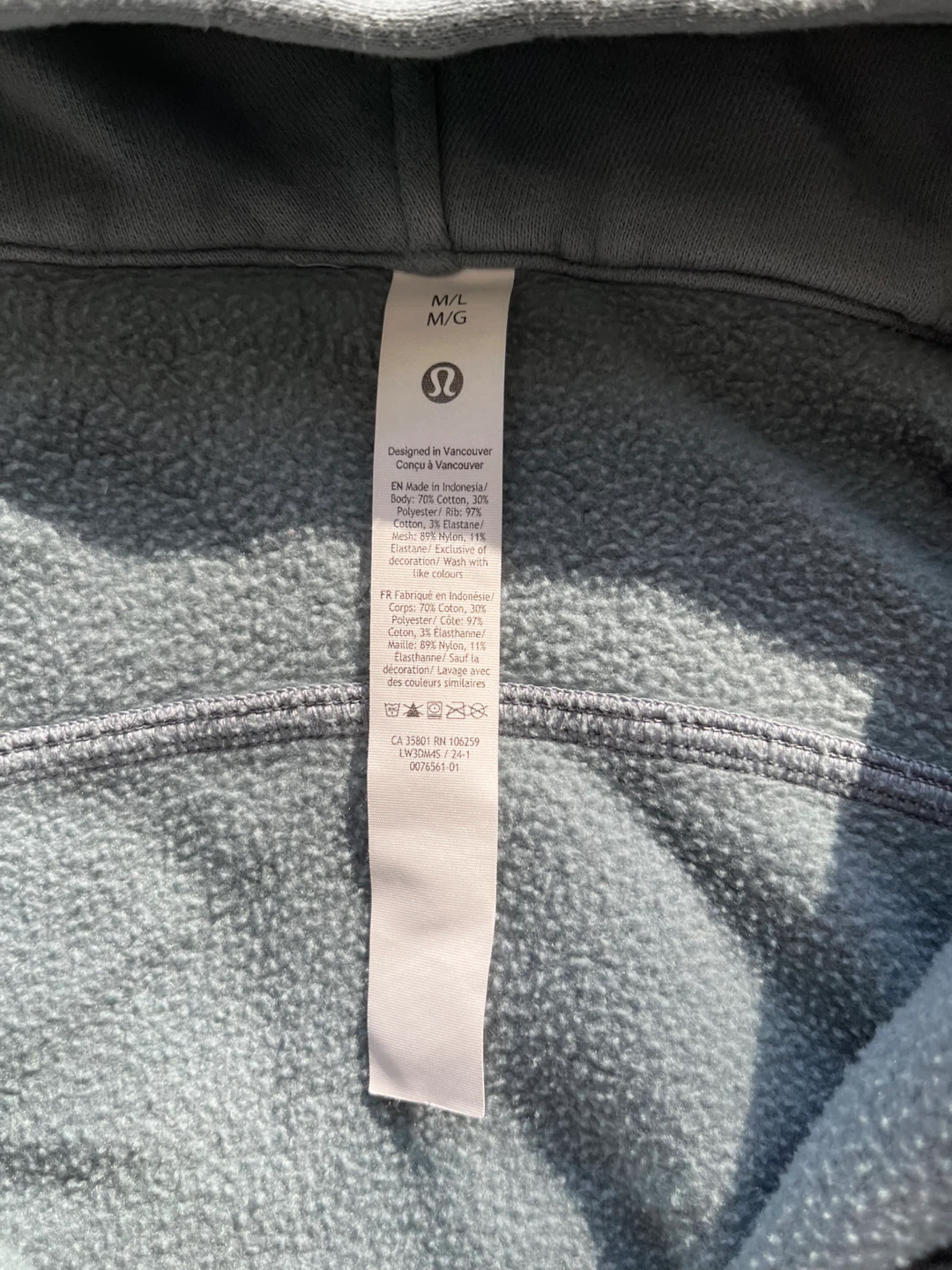 Lululemon Grey Cotton Blend Half-Zip Hoodie M/L - photo 4